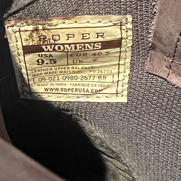 ROPER Women’s Western Brown Tooled Shaft Leather Short Boot. NWT SIZE 9.5 - Picture 9 of 10